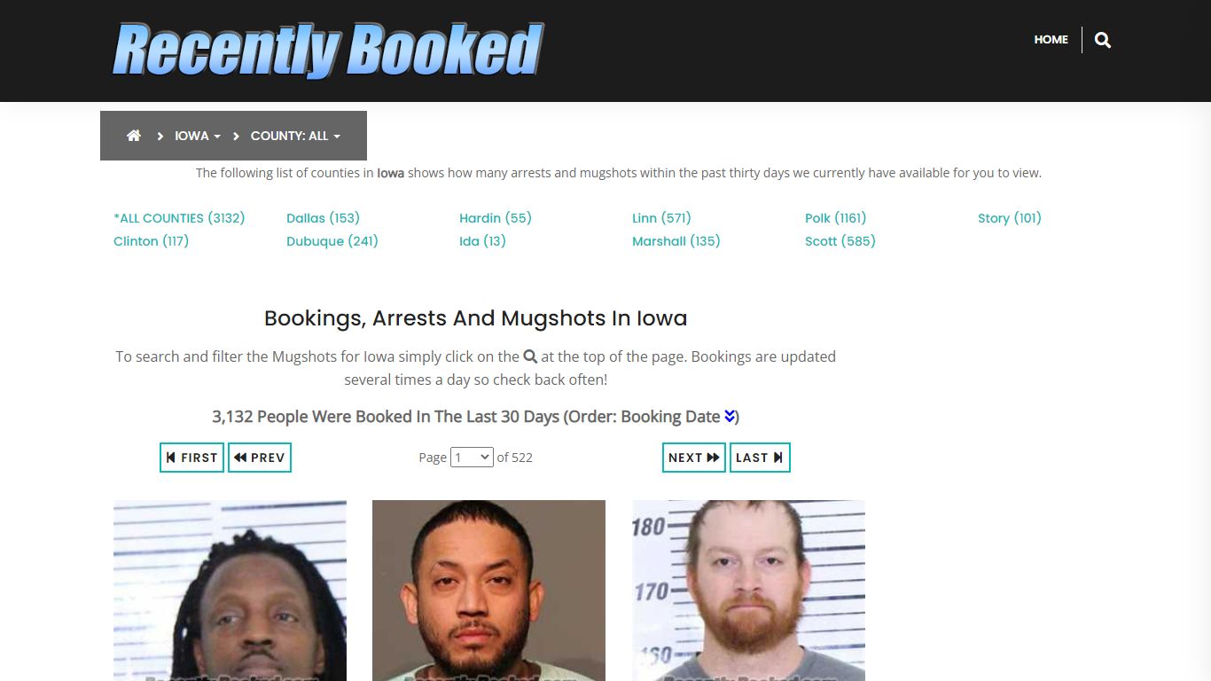 Recent bookings, Arrests, Mugshots in Iowa - Recently Booked
